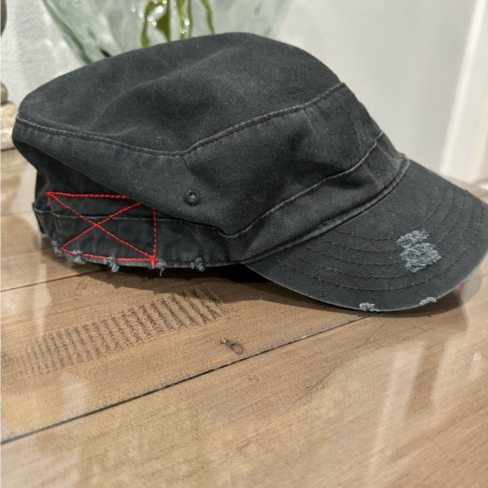 Black Cap with Rhinestone Design - Picture 3 of 5